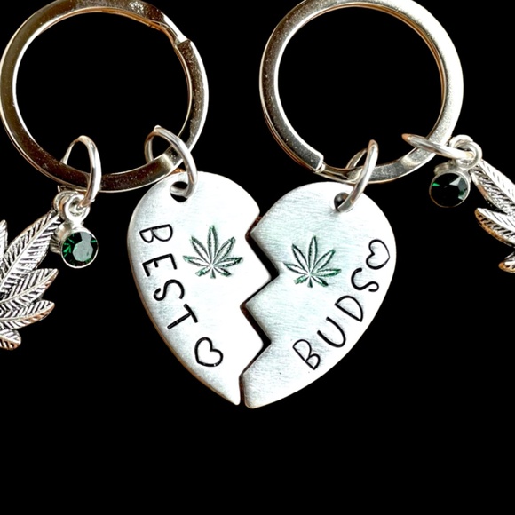 Best Buds Keychain - Best Buds - Pot Leaf Keychain - Best Buds Gift - Bff Gift - Picture 1 of 3